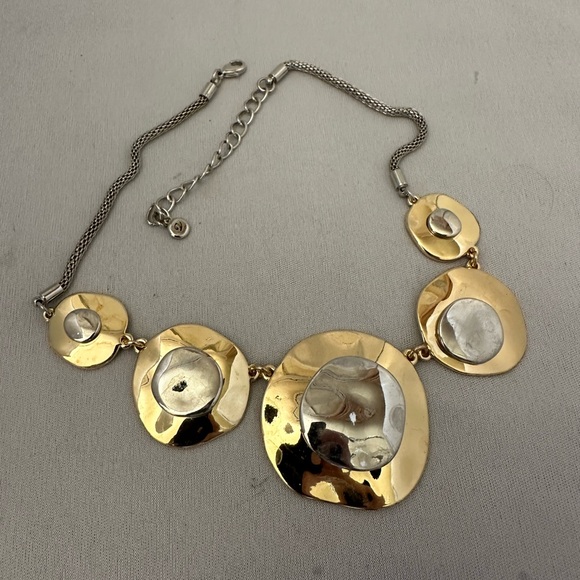 Versona gold and silver tone hammered disc necklace - Picture 4 of 4